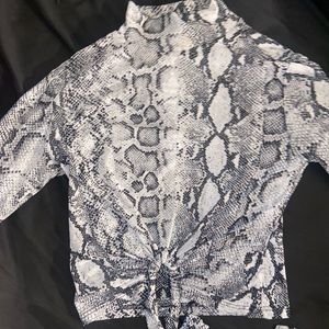 Mesh Snake Print Crop Top